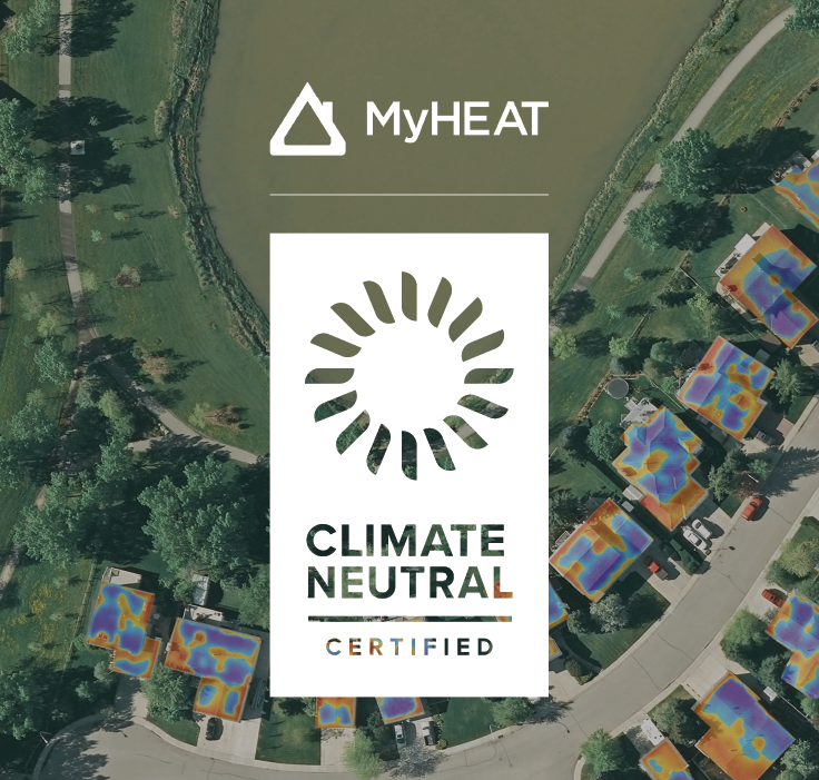 A MyHEAT HEAT Map overlaid with the Climate Neutral Certified label