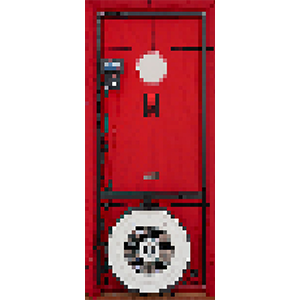 A pixelated image of a blower door test