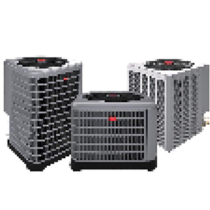 A group of 3 pixelated heat pumps