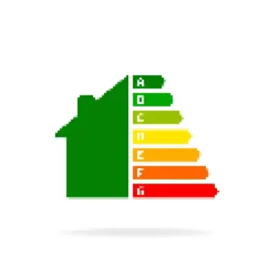 A pixelated image of a graphic representing a home energy audit