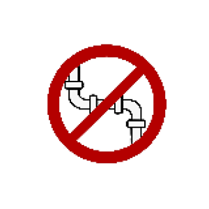 A pipe icon with a red circular no symbol in front