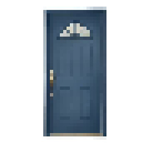 A pixelated image of a front door